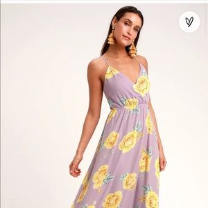 Lulus Kind and Loving Lavender Floral Print Backless Maxi Dress